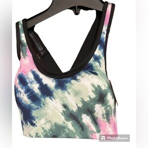 PINK Victoria Secret Performance Active Watercolor blue green sports bra size XS